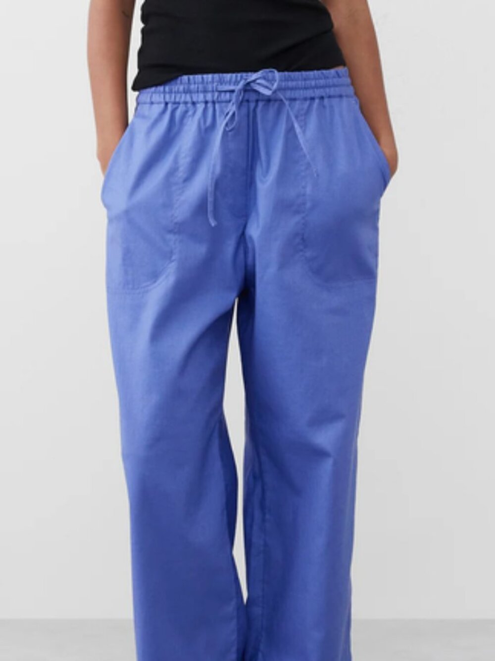 Banana Republic Straight Ankle Pants High Rise Linen Cotton Blend Blue Flowy